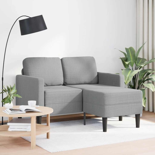 vidaXL 2-Sitzer-Sofa mit Chaiselongue L-Form Hellgrau 125 cm Stoff 4107061