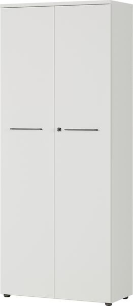 bümö Andratx Aktenschrank abschließbar, Büroschrank Holz 80cm breit in Lichtgrau - abschließbarer Schrank mit 5OH Aktenregal für's Büro & Arbeitszimmer, Ordnerschrank mit Schloss, AXAS5OH-69