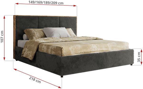 Premium Polsterbett LERIO CLASSIC 160 x 200 cm mit Stauraum, gepolstertem Kopfteil, Gasdruckfedern & Lattenrost - Modernes Design, Inkl. Lattenrost Pocket Matratze - Dunkelgrau Plüsch - VIRE LUX Bild 4
