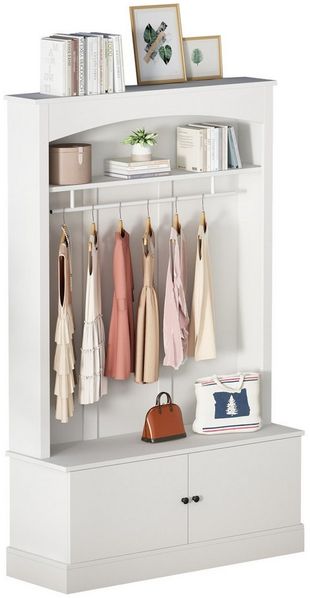OKWISH Garderoben-Set Garderobenständer mit Schuhbank, (Eingangsschrank, Kleiderschrank, Wandhängeschrank, 1-St, 120*40*190cm), freistehend, platzsparend