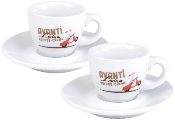 LK Trend & Style Espressotasse AVANTI Espresso Tasse - 2er Set inkl. Untertasse, 4-tlg, Porzellan, dickwandig und äußerst robust verarbeitet.