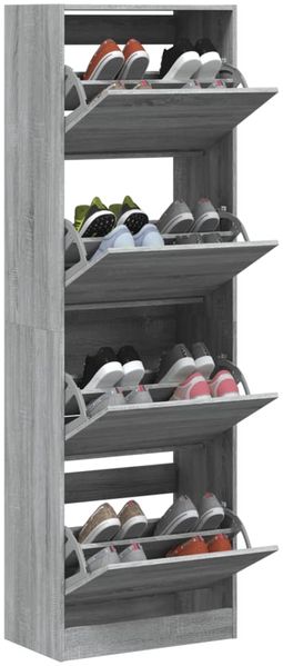 vidaXL Schuhschrank mit 4 Klappen Grau Sonoma 60x34x187,5 cm 3214376 Bild 4