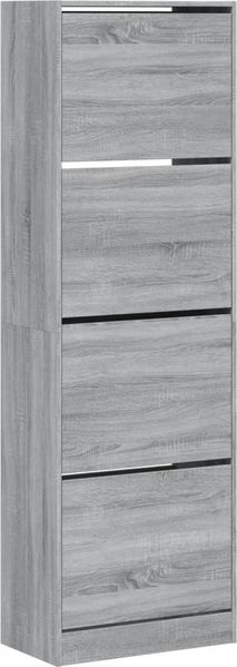 vidaXL Schuhschrank mit 4 Klappen Grau Sonoma 60x34x187,5 cm 3214376 Bild 2