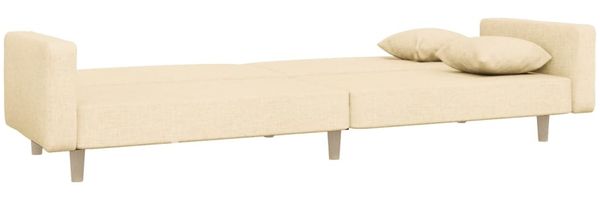 vidaXL Schlafsofa 2-Sitzer mit 2 Kissen, Creme Bild 6