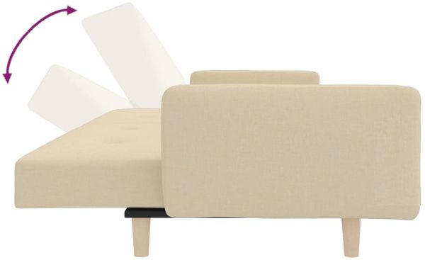 vidaXL Schlafsofa 2-Sitzer mit 2 Kissen, Creme Bild 7