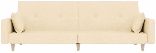 vidaXL Schlafsofa 2-Sitzer mit 2 Kissen, Creme Bild 5