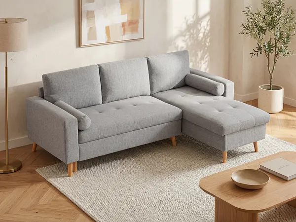 Vente-unique - KORI Sofa Stoff Grau - B 146 cm x H 88 cm x L 225 cm