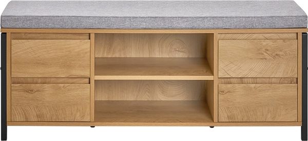 SoBuy FSR149-N Schuhbank, Spanplatte, Melamin, Helle Eiche, 110 x 45 x 35 cm