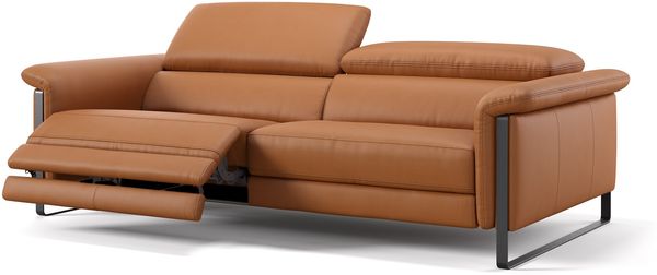 Sofanella Dreisitzer Palma Echtleder Couch Relaxsofa in Cognac