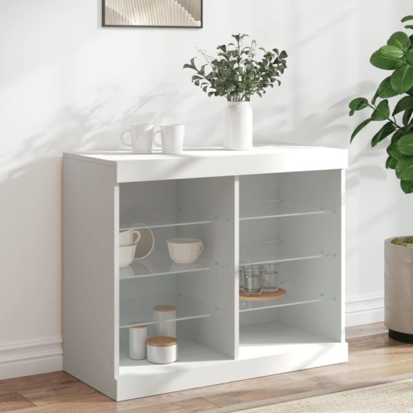 vidaXL Sideboard mit LED-Leuchten Weiß 81x37x67 cm 836700