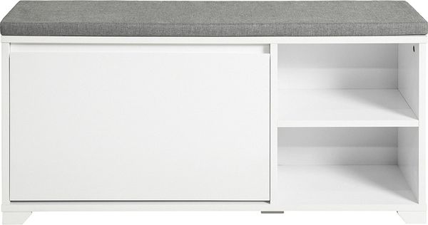 SoBuy FSR119-W Schuhbank, MDF, Lackiert, Weiß, 90 x 49 x 24 cm