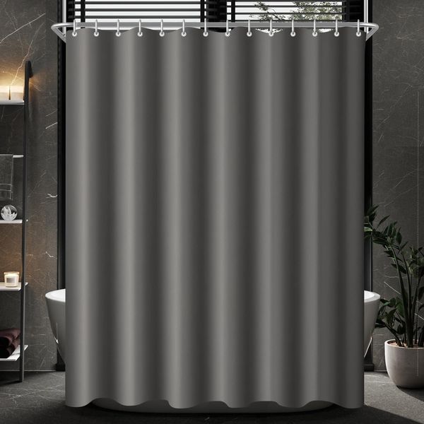 Duschvorhang Dunkelgrau 240x200cm Antischimmel Wasserabweisend Waschbar