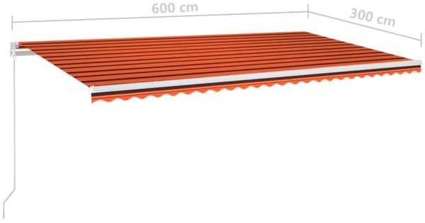vidaXL Markise Manuell Einziehbar mit LED 600x300 cm Orange und Braun 3068965 Bild 7