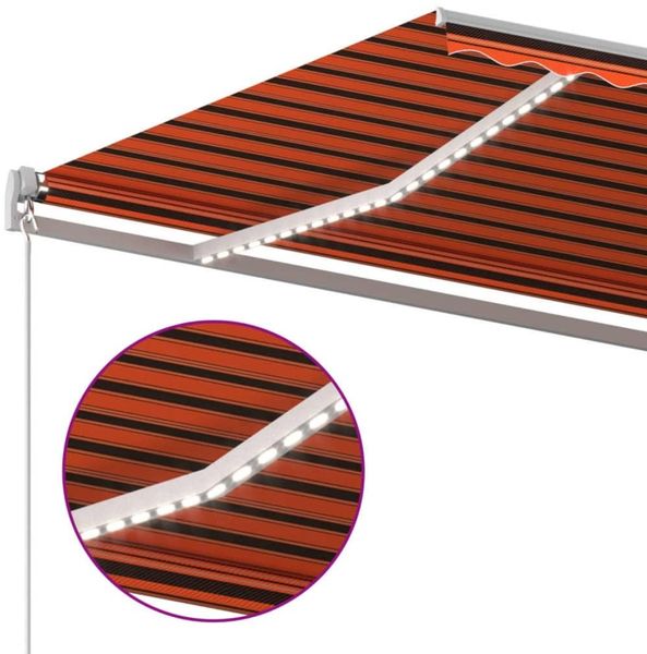 vidaXL Markise Manuell Einziehbar mit LED 600x300 cm Orange und Braun 3068965 Bild 4