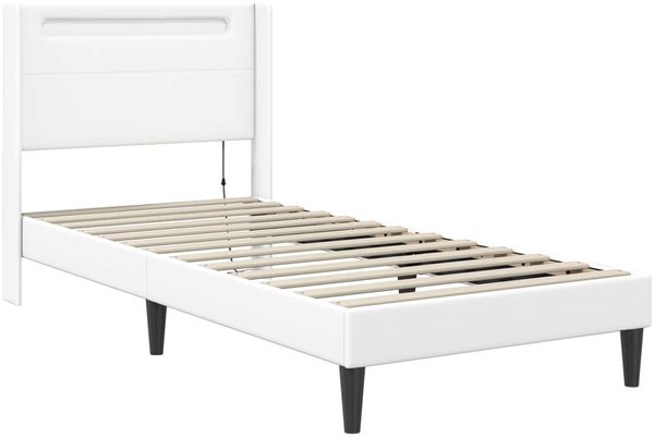 vidaXL Bettgestell mit Matratze Weiß 100 x 200 cm Kunstleder 3414902 Bild 6