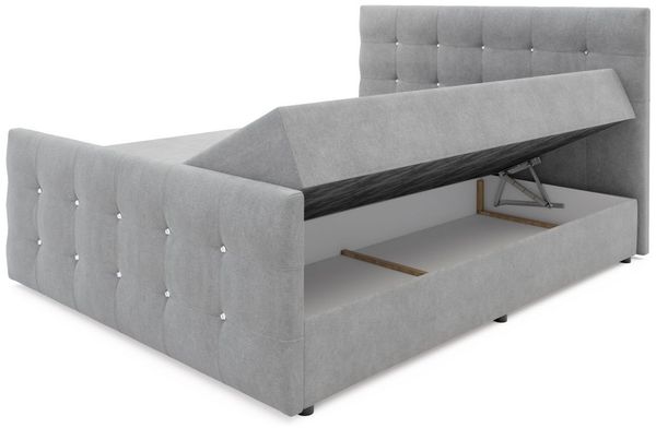 Boxspringbett Schlafzimmerbett KOSMOS 140x220 cm Stoff Inari Hellgrau Bild 2