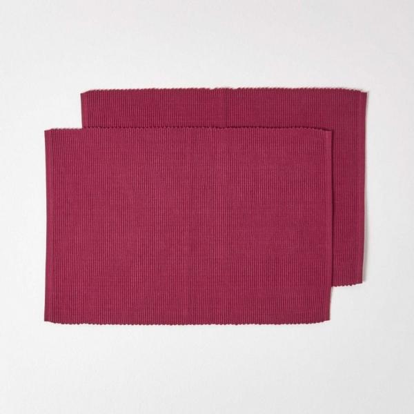 Homescapes Platzset Tischset weinrot im 2er-Set – 30 x 45 cm, 100% Baumwolle Bild 1