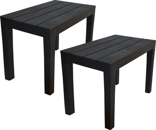 Progarden Gartentisch Bank Kunststoff 60x40cm bis 90 Kg Anthrazit 2 er Set (2-St), UV-Beständig, Robust, Wetterfest, Made in Italy, Hochwertig