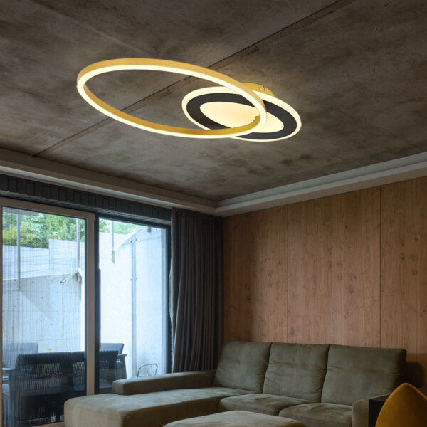 LED Deckenleuchte, drehbar, schwarz gold, L 53 cm Bild 6