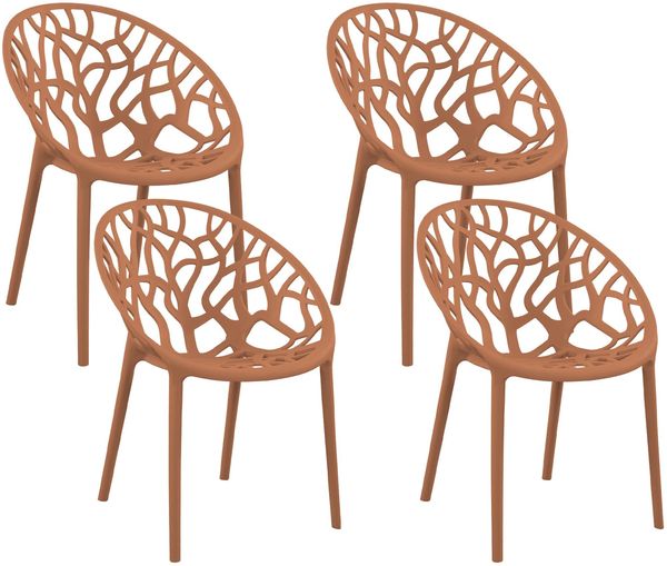 CLP 4er Set Gartenstühle Hope mit Lehne stapelbar wetterfest UV-beständig bis 150 kg,terracotta