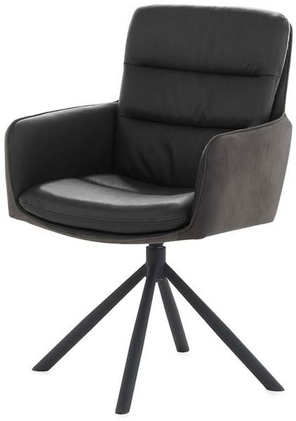 Armlehnenstuhl Arco / Audrey , Leder, Stoff , Anthrazit, Schwarz , 58 x 89 x 65 cm