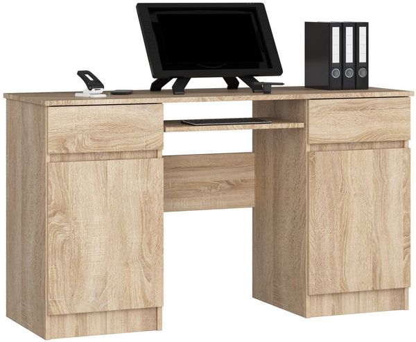 Raumhirsch Furniture Schreibtisch moderner Bürotisch 135 cm mit Tastaturauszug, viel Stauraum, Hochwertiger Schreibtisch mit Stauraum - 135 cm