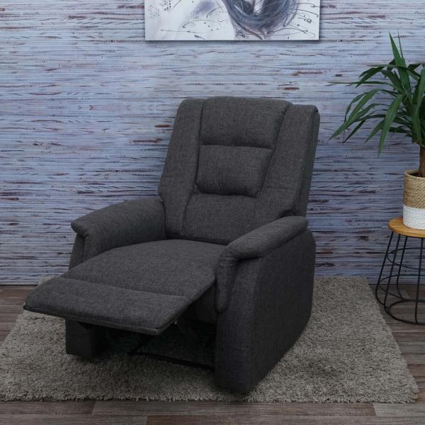 Fernsehsessel HWC-F23, Relaxsessel Liege Sessel, Stoff/Textil 102x79x96cm ~ grau ohne Massage- und Wärmefunktion