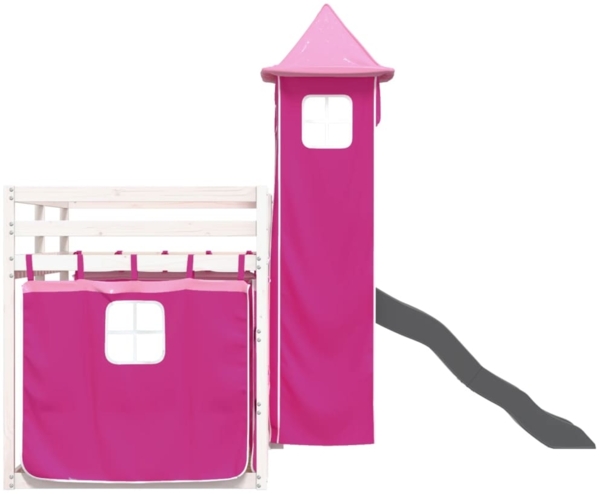 vidaXL Etagenbett mit Rutsche und Gardinen Rosa 90x200 cm 3284193 Bild 8