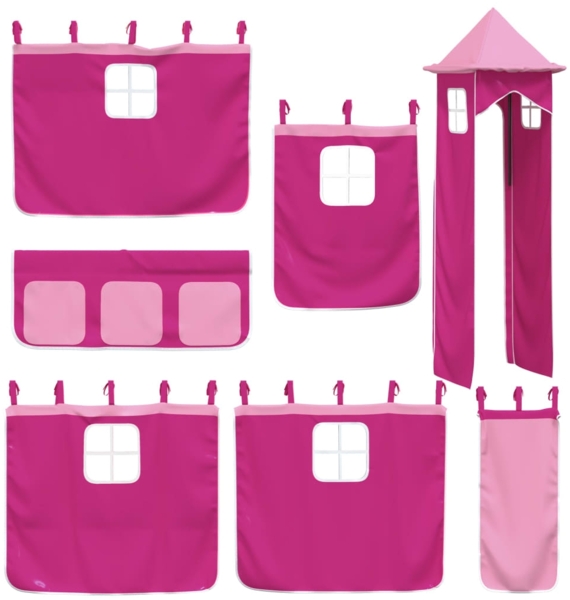 vidaXL Etagenbett mit Rutsche und Gardinen Rosa 90x200 cm 3284193 Bild 5
