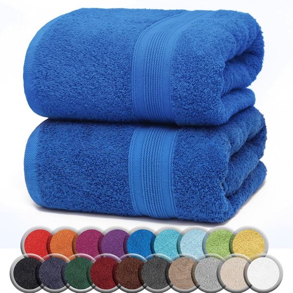 NatureMark Saunatuch Saunatuch 500gsm, 100% Baumwolle (2-St), Premium Qualität SAUNATUCH Sauna-Handtuch, 80x200cm, Royal blau