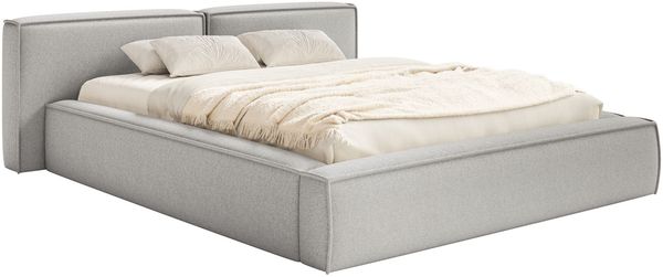 Selsey 'Tilves Low'Polsterbett 200x200 mit Bettkasten und Lattenrost, Chenille, hellgrau