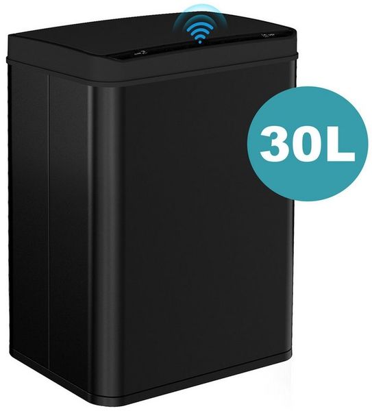 Ribelli Mülleimer Edelstahl Mülleimer Abfalleimer mit Sensor, 50L Mülltrennsystem Schwarz
