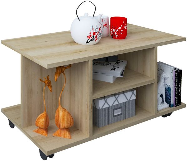 VCM Couchtisch Holz Sofatisch Couchtisch Rollen Findula, Pflegeleicht