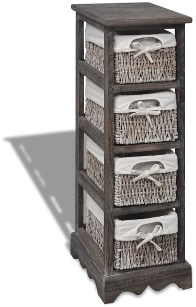 vidaXL Korbregal Holz mit 4 Körben Braun 240800