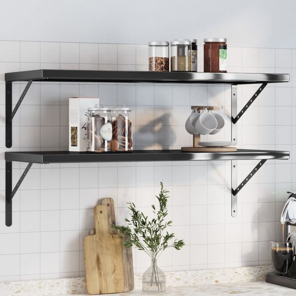 vidaXL Wandregale 2 Stk. 100x40 cm Schwarz Edelstahl 3214511