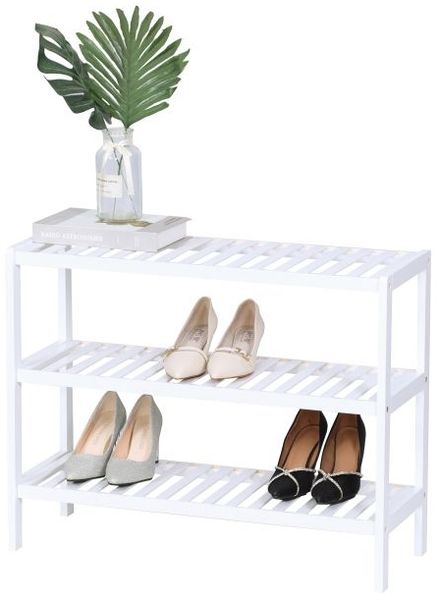Relaxdays Weißes Schuhregal aus Bambus