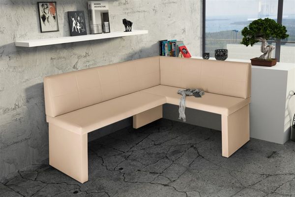 Eckbank Bank Küchenbank 196 x 142 cm -ROBIN XL L -Kunstleder Creme