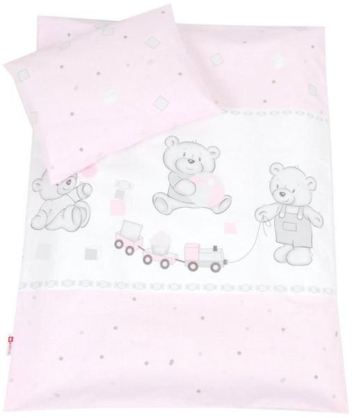 BabyLux Babybettbezug BABYLUX 2tlg. Set BEZUG Kinderwagen Bettbezug Bettwäsche Wiege 60x78 cm, 71. Bär Cookie Rosa