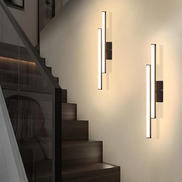 Nettlife LED Wandleuchte Innen Schwarz Modern 6/12/18/27W 3000K Flur Wandbeleuchtung Warmweiß, LED fest integriert, Warmweiß, Wandlicht für Wohnzimmer Schlafzimmer Küche