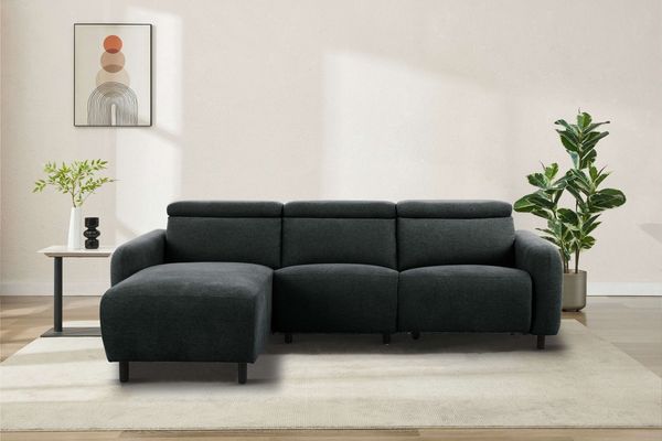 OTTO home Ecksofa SKAANE Struktur, L-Form, 274 cm, manuelle/elektrische Relaxfunktion, rundes Design, Kopfteilverstellung, Federkernpolsterung