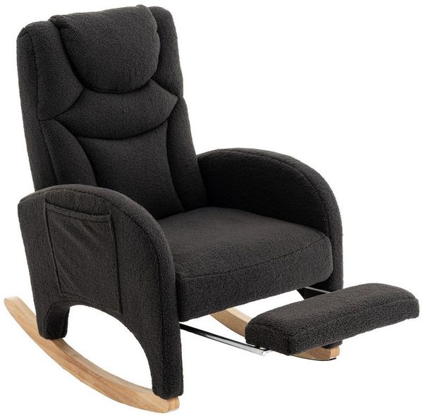 BlingBin Schaukelstuhl Relaxsessel (1 St), Wohnzimmersessel mit Armlehnen und Fußstütze Teddystoff