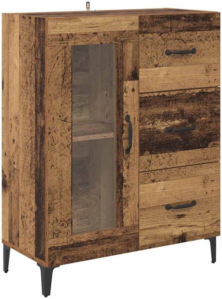 Sideboard, Kommode Altholz 69,5 x 34 x 90 cm Verbundholz und Eisen j807p