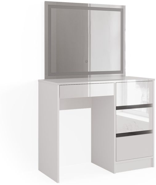 Schminktisch Sherry Weiß Hochglanz 90 cm mit LED-Spiegel Vicco