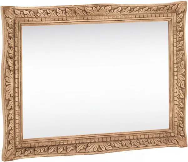 massivum Santa Cruz Spiegel 80x60 cm natur Mangoholz Wandspiegel rechteckig Holzrahmen geschnitzt Badspiegel Flurspiegel Landhaus Boho 3 cm tief