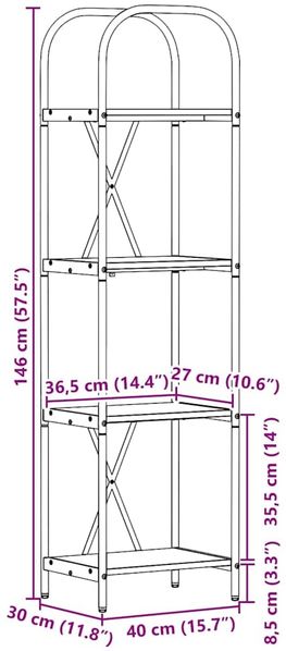 vidaXL Bücherregal Geräucherte Eiche 40 x 30 x 146 cm Holzwerkstoff 879877 Bild 12