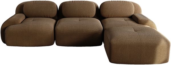 Ecksofa modular mit variabler Sitzfläche, Cordsamt Braun und 32D hochelastischer Polsterung für hohen Sitzkomfort,298*178*75 cm Bild 4