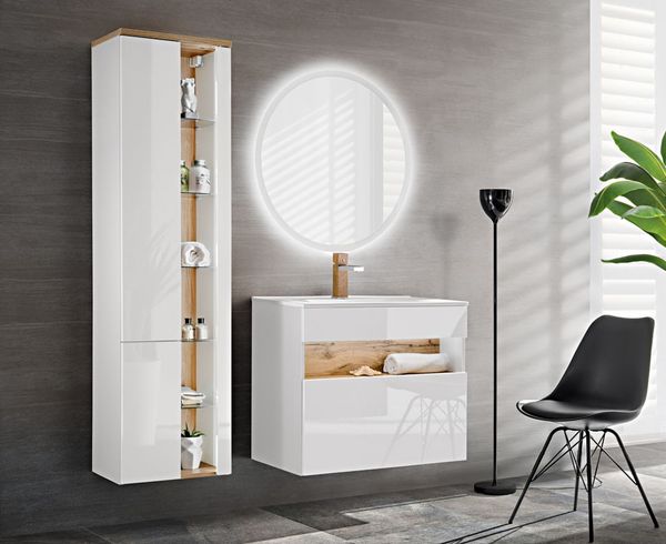 Badmöbel Set 3-tlg Badezimmerset VARESE Weiss inkl. Waschtisch 60cm