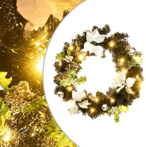 vidaXL Weihnachtskranz mit LED Schwarz 60 cm PVC 321518