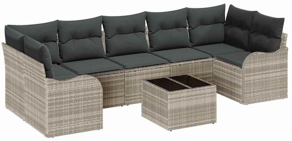 vidaXL Gartensofa-set Hellgrau 55 x 55 x 37 cm Poly-Rattan 3345622 Bild 2