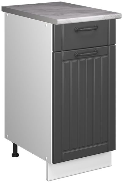 Unterschrank für Spüle/Kochfeld Fame-Line Dunkelgrau/Weiß 40 cm, AP Marmor Vicco